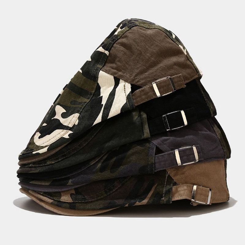 Herren Baumwoll Baskenmütze Camouflage Lässiger Sonnenschutz Forward Hat Schiebermütze