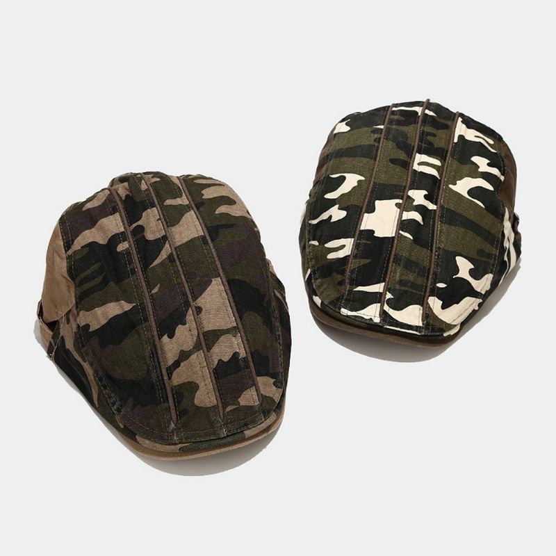 Herren Baumwoll Baskenmütze Camouflage Lässiger Sonnenschutz Forward Hat Schiebermütze