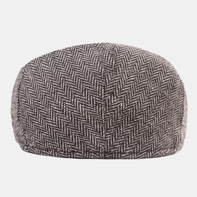 Herren-baumwoll-herringbone-muster Warme Baskenmütze Lässige Verstellbare Cabbie-mütze Forward Hat