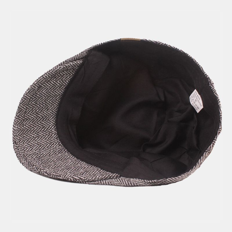 Herren-baumwoll-herringbone-muster Warme Baskenmütze Lässige Verstellbare Cabbie-mütze Forward Hat