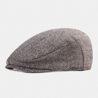 Herren-baumwoll-herringbone-muster Warme Baskenmütze Lässige Verstellbare Cabbie-mütze Forward Hat