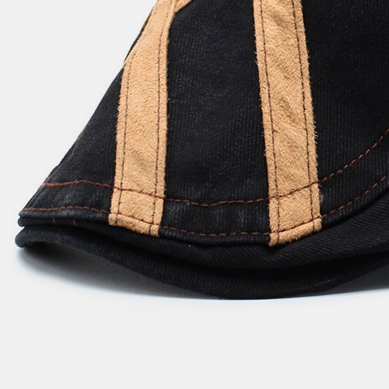 Herren Baumwoll-patchwork Retro-sonnenschutz-sonnenschutz Barett-mütze Forward Cap Flat Hat