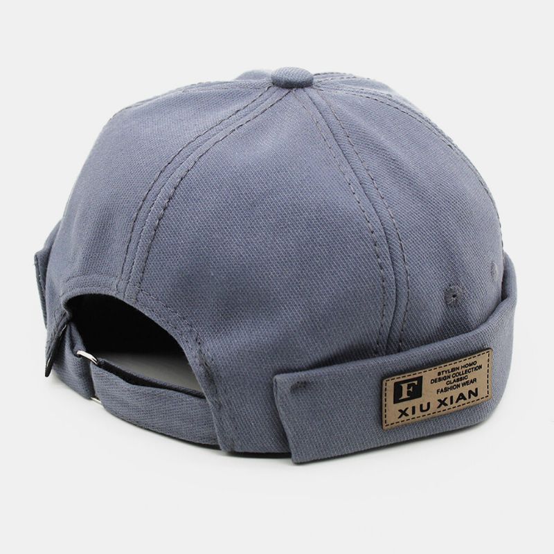 Herren Baumwolle Buchstabenmuster Patchwork Hip-hop Verstellbare Retro Casual Landlord Cap Randlose Beanie Skull Cap