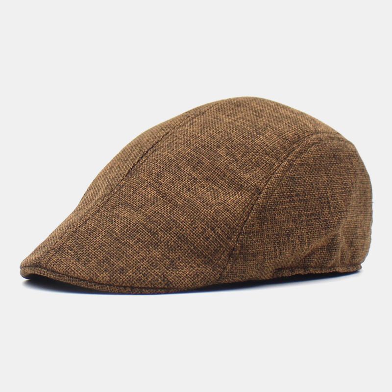 Herren Baumwolle Einfarbig Retro Casual Atmungsaktiver Sonnenschirm Forward Cap Baskenmütze Flatcap