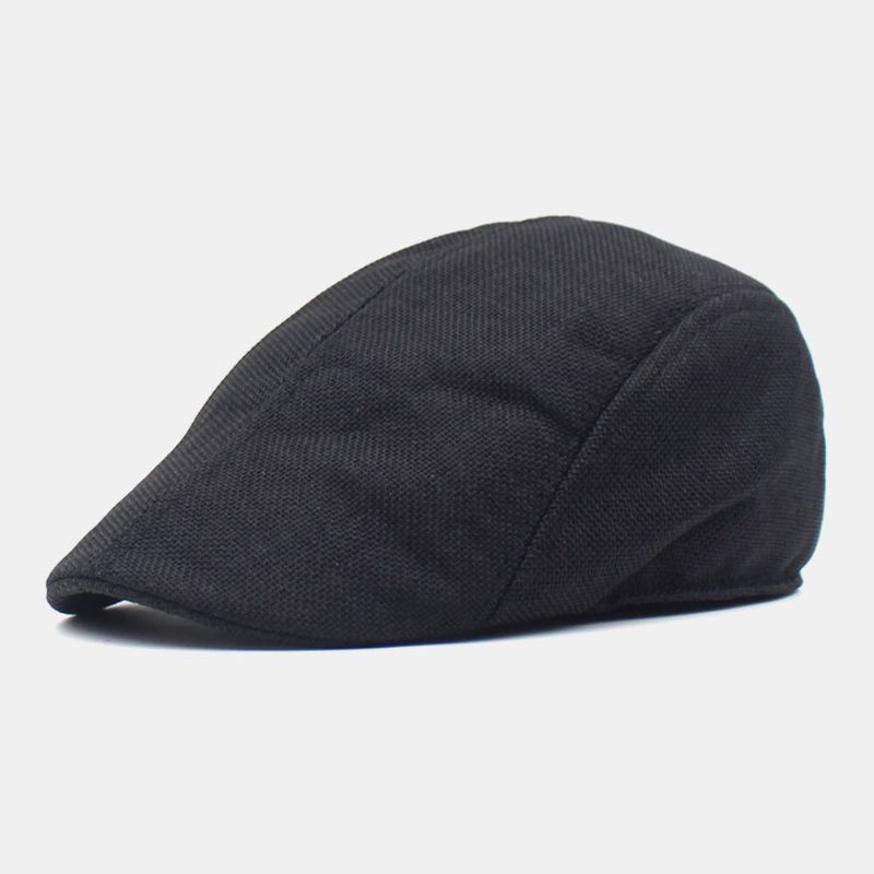 Herren Baumwolle Einfarbig Retro Casual Atmungsaktiver Sonnenschirm Forward Cap Baskenmütze Flatcap