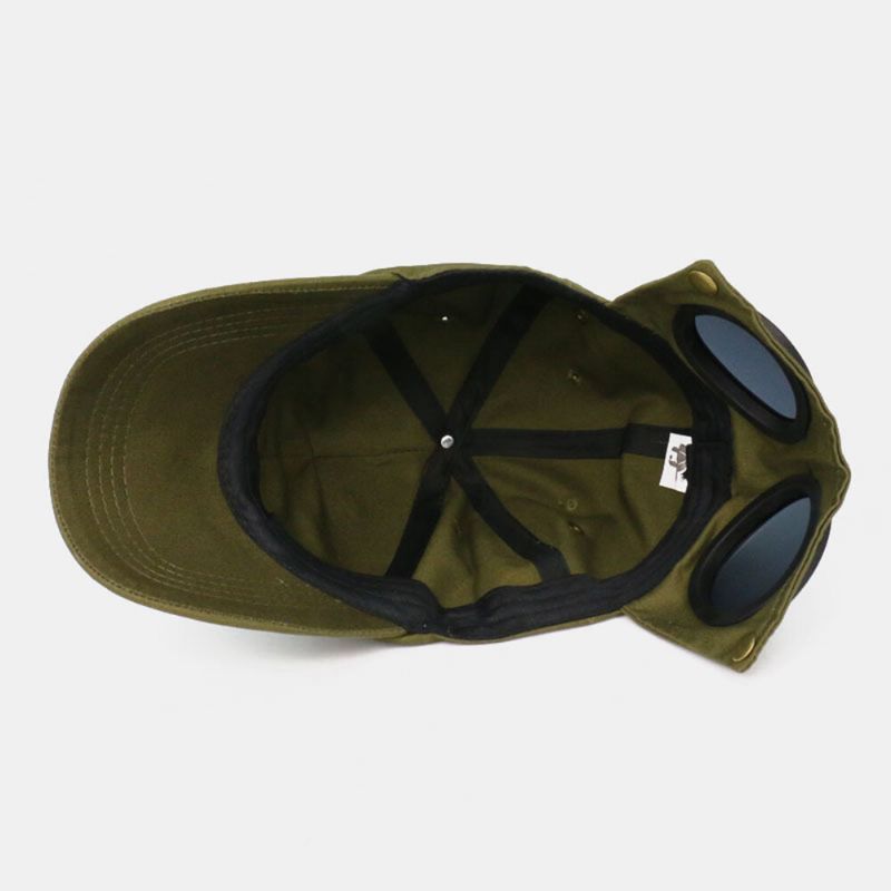 Herren Baumwolle Einfarbig Wild Outdoor Sonnenschirm Faltbar Piloten Tragen Brille Baseballmütze