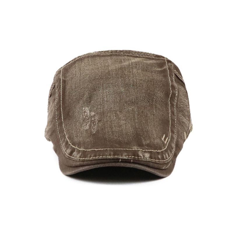 Herren Baumwolle Gewaschen Distressed Einfache Gestickte Buchstaben Outdoor Casual Barett Sonnenhut Flache Kappe