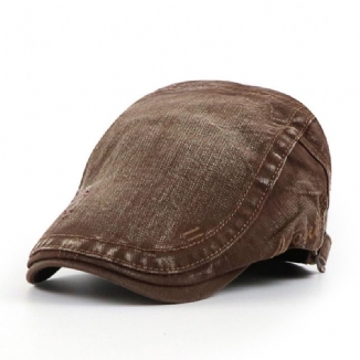 Herren Baumwolle Gewaschen Distressed Einfache Gestickte Buchstaben Outdoor Casual Barett Sonnenhut Flache Kappe