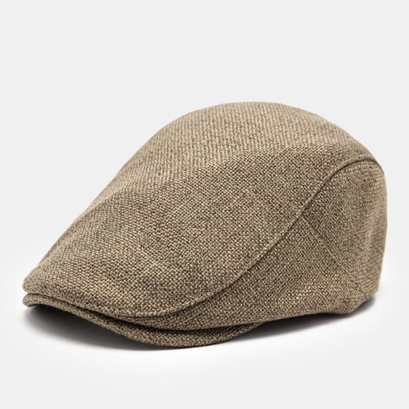 Herren Baumwolle Leinen Stoff Einfarbig Lässig Retro Einstellbar Outdoor Forward Hüte Baskenmütze Caps Flache Hüte