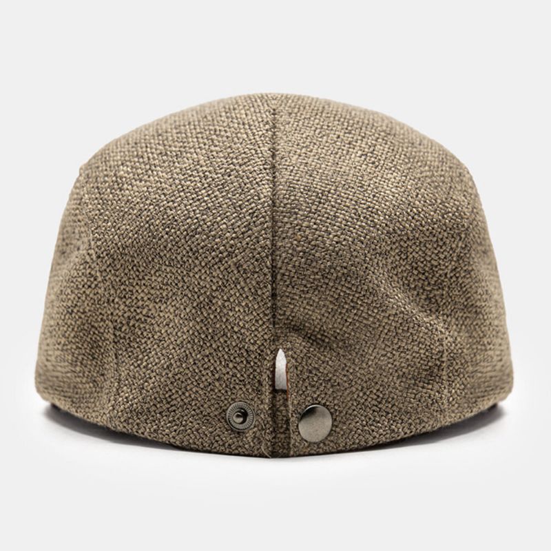 Herren Baumwolle Leinen Stoff Einfarbig Lässig Retro Einstellbar Outdoor Forward Hüte Baskenmütze Caps Flache Hüte