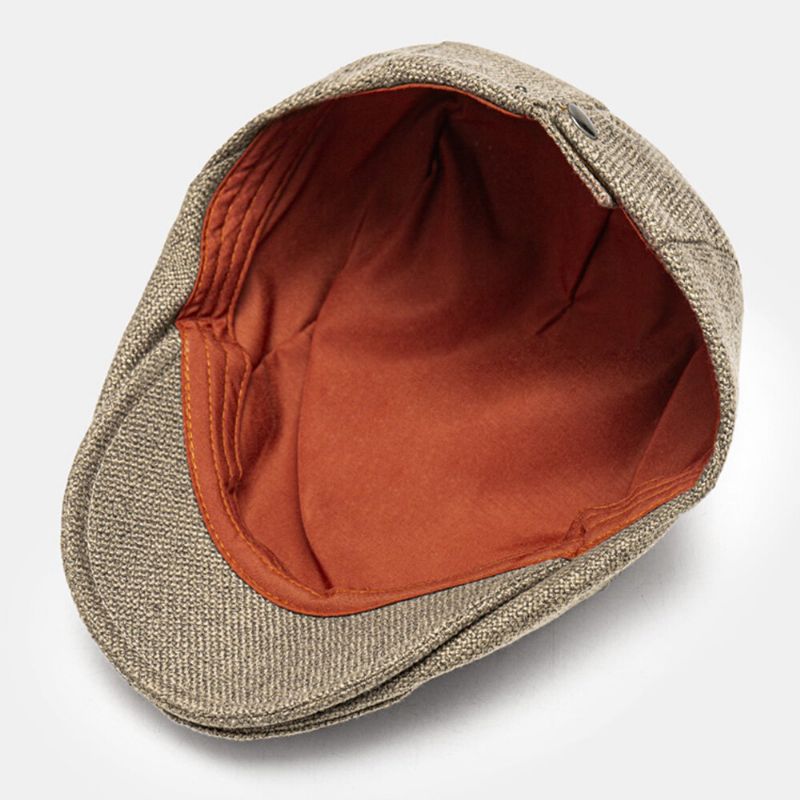 Herren Baumwolle Leinen Stoff Einfarbig Lässig Retro Einstellbar Outdoor Forward Hüte Baskenmütze Caps Flache Hüte