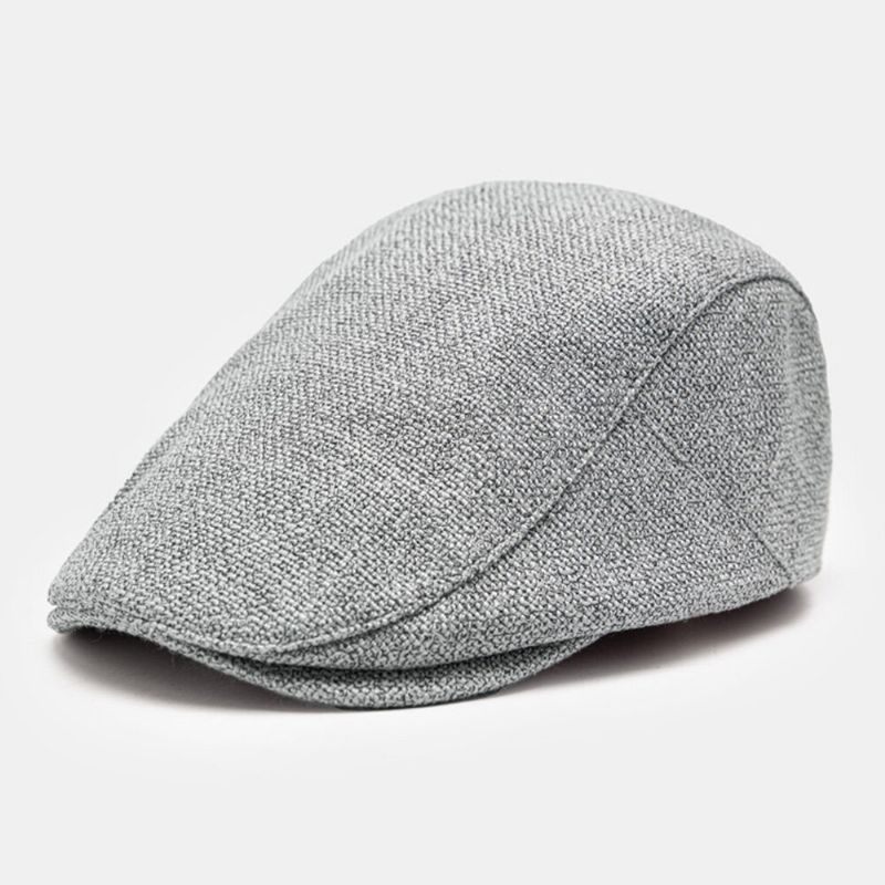 Herren Baumwolle Leinen Stoff Einfarbig Lässig Retro Einstellbar Outdoor Forward Hüte Baskenmütze Caps Flache Hüte