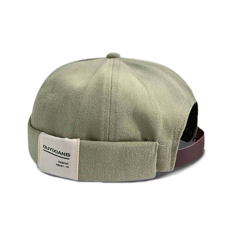 Herren Baumwolle Letter Label Casual All-match Verstellbare Randlose Beanie Landlord Caps Skull Caps