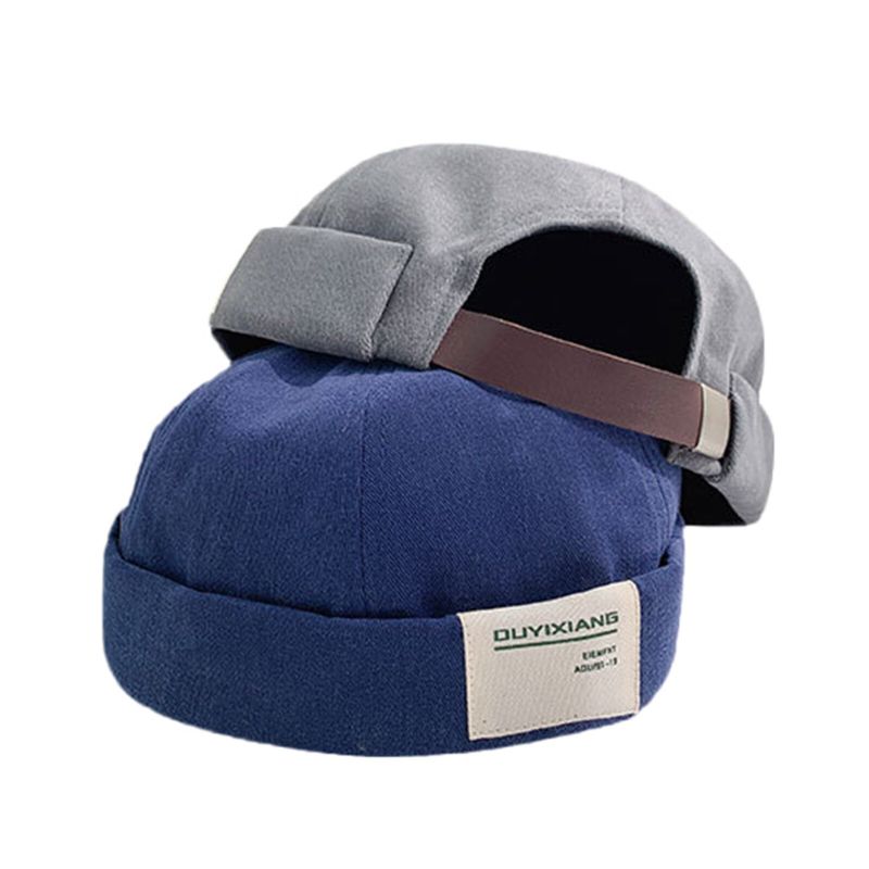 Herren Baumwolle Letter Label Casual All-match Verstellbare Randlose Beanie Landlord Caps Skull Caps