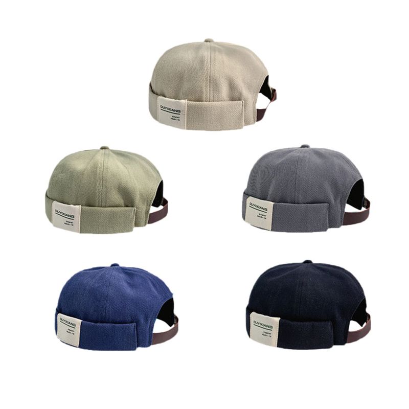 Herren Baumwolle Letter Label Casual All-match Verstellbare Randlose Beanie Landlord Caps Skull Caps