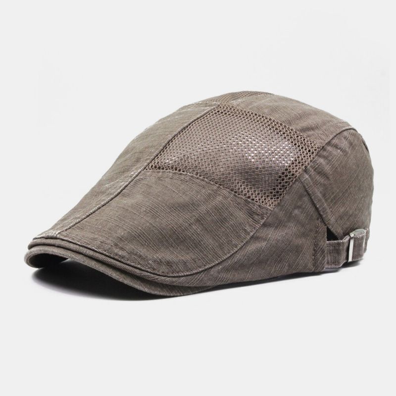 Herren Baumwolle Mesh Atmungsaktiv Outdoor Freizeit Sonnenschutz Baskenmütze Flachhut Forward Hat Malerhut