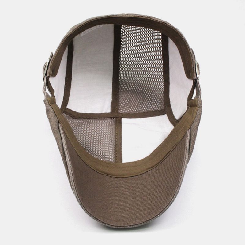 Herren Baumwolle Mesh Atmungsaktiv Outdoor Freizeit Sonnenschutz Baskenmütze Flachhut Forward Hat Malerhut