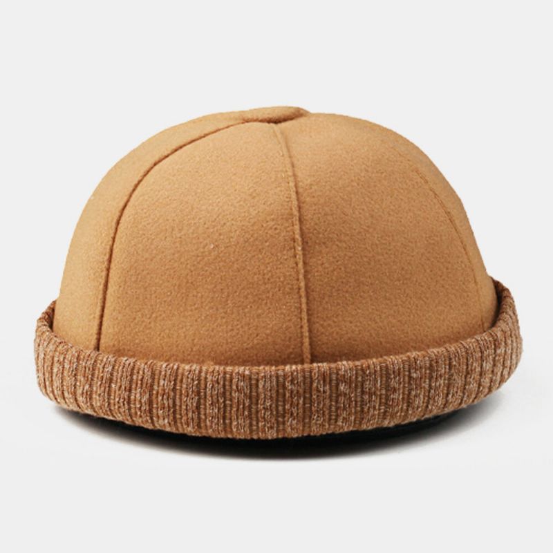 Herren Baumwolle Polyester Einfarbig Crimp Lässig Verstellbarer Sonnenschirm Atmungsaktive Beanie Landlord Cap Skull Cap