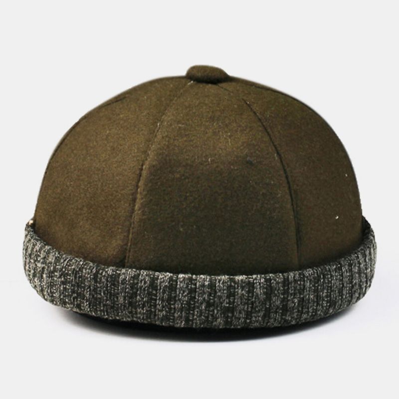 Herren Baumwolle Polyester Einfarbig Crimp Lässig Verstellbarer Sonnenschirm Atmungsaktive Beanie Landlord Cap Skull Cap