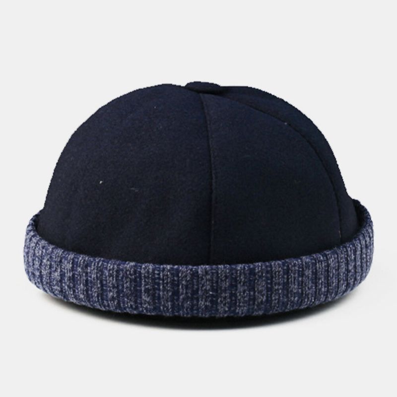 Herren Baumwolle Polyester Einfarbig Crimp Lässig Verstellbarer Sonnenschirm Atmungsaktive Beanie Landlord Cap Skull Cap