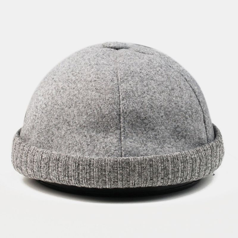 Herren Baumwolle Polyester Einfarbig Crimp Lässig Verstellbarer Sonnenschirm Atmungsaktive Beanie Landlord Cap Skull Cap