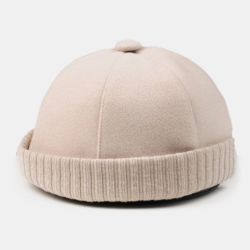 Herren Baumwolle Polyester Einfarbig Crimp Lässig Verstellbarer Sonnenschirm Atmungsaktive Beanie Landlord Cap Skull Cap