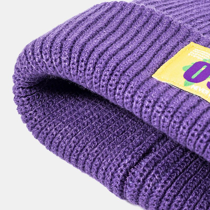 Herren-beanie-mütze Gestrickter Jacquard Nummernkarte Aufnäher All-match-schädelmütze Für Damen