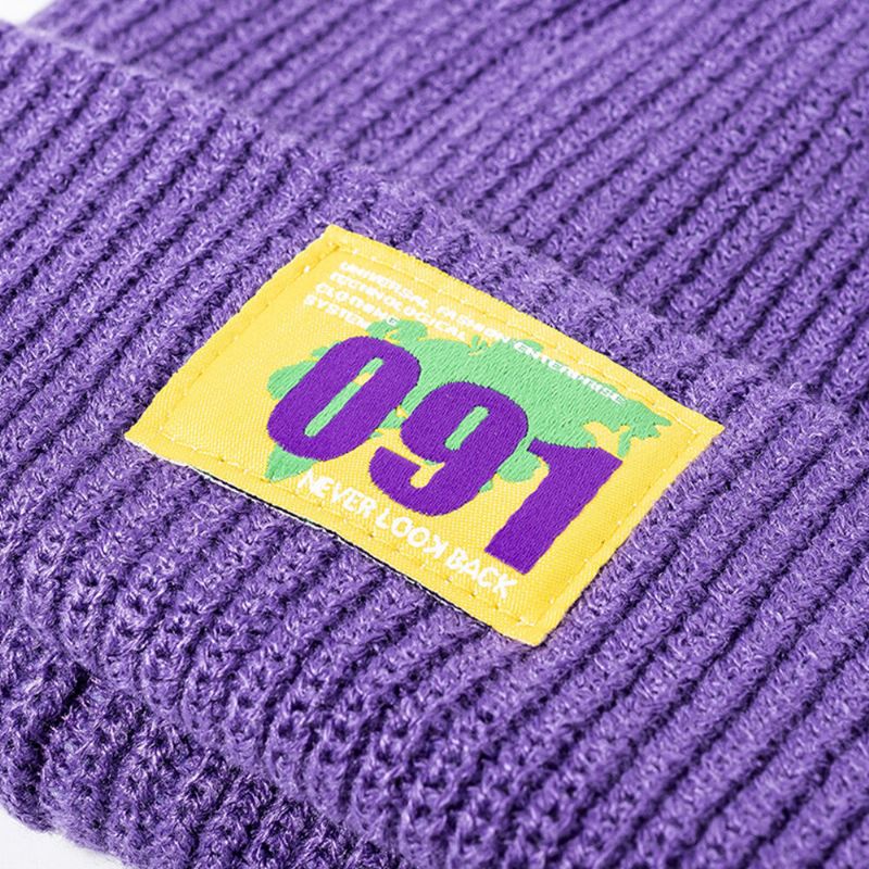 Herren-beanie-mütze Gestrickter Jacquard Nummernkarte Aufnäher All-match-schädelmütze Für Damen