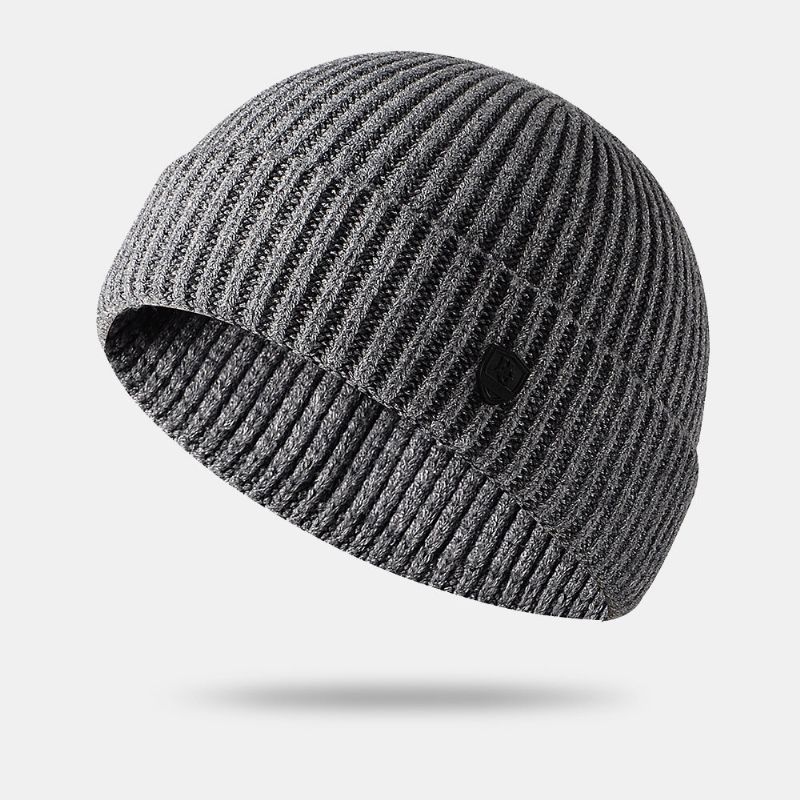 Herren Beanie Mützen Gestrickt Letter Label All-match Verdicken Wärme Landlord Cap Skull Cap