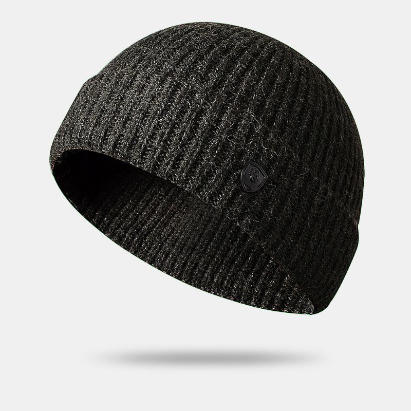 Herren Beanie Mützen Gestrickt Letter Label All-match Verdicken Wärme Landlord Cap Skull Cap