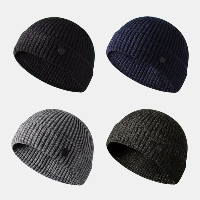 Herren Beanie Mützen Gestrickt Letter Label All-match Verdicken Wärme Landlord Cap Skull Cap