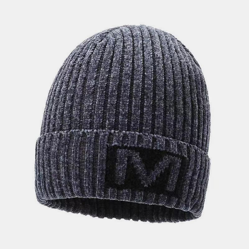 Herren Brief Muster Herbst Winter Gehörschutz Kühler Schutz Strickmütze Elastisch Verdicken Plus Samt Warme Mütze Beanie Mütze