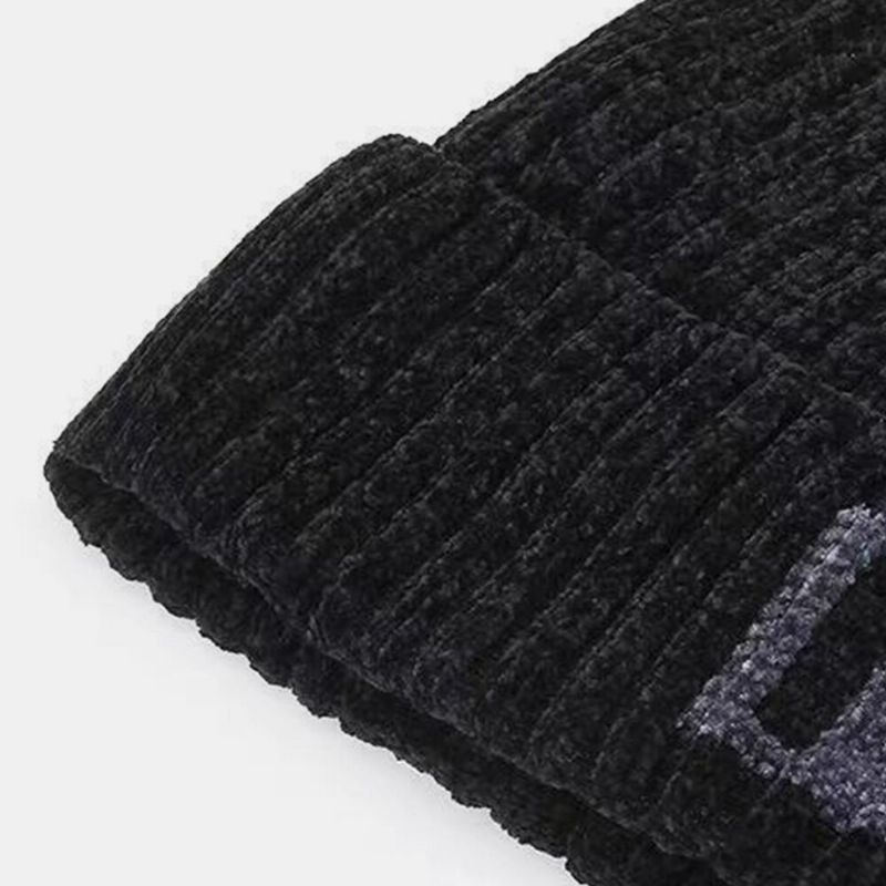 Herren Brief Muster Herbst Winter Gehörschutz Kühler Schutz Strickmütze Elastisch Verdicken Plus Samt Warme Mütze Beanie Mütze