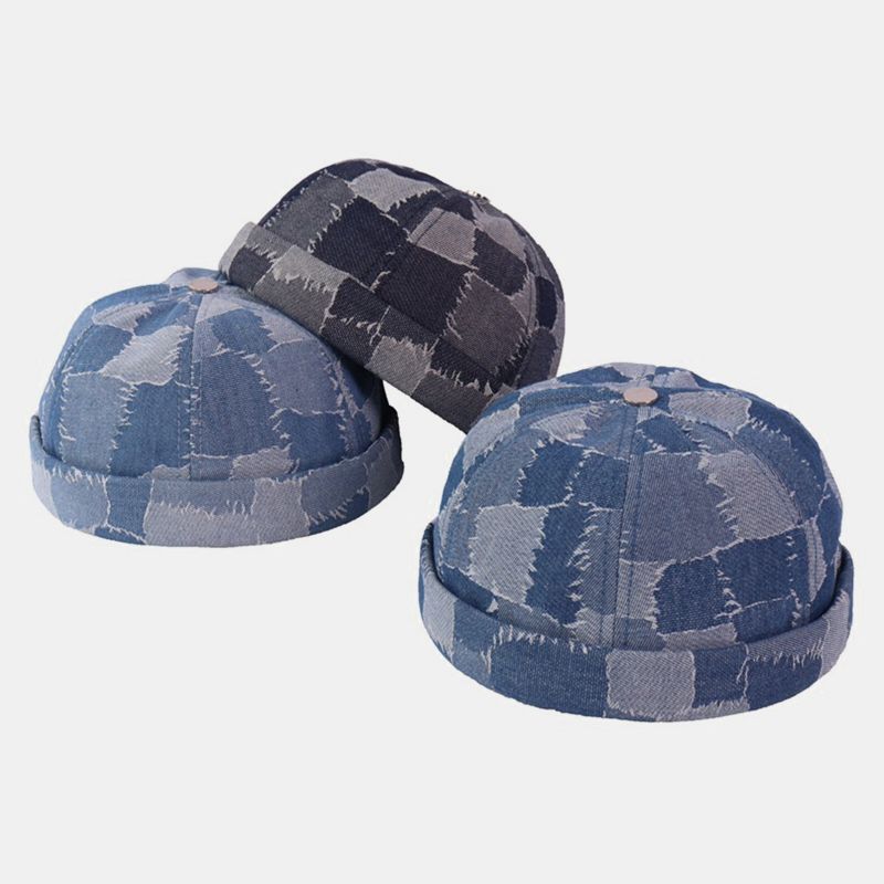 Herren Casual Landlord Caps Skull Caps Patchwork Cowboy Denim Hut