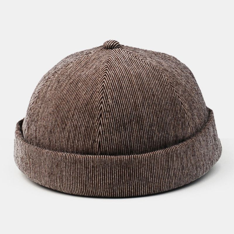 Herren Cord Crimpen Einfarbig Verstellbarer Sonnenschutz Wärme Beanie Landlord Cap Skull Cap