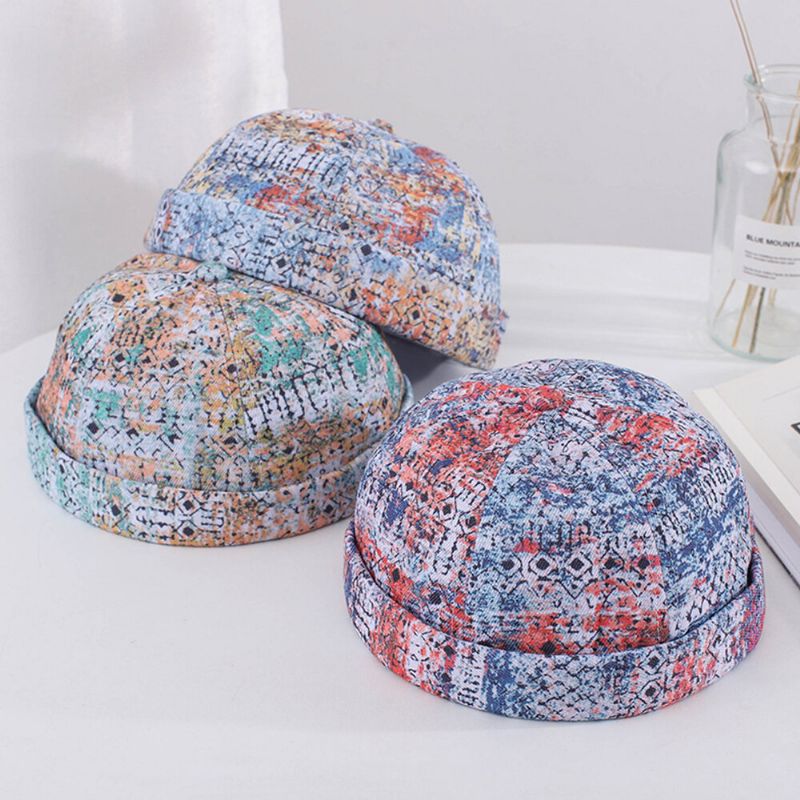 Herren Damen Baumwolle Bunt Hip-hop Verstellbarer Sonnenschirm Dünne Landlord Cap Brimless Beanie Skull Cap