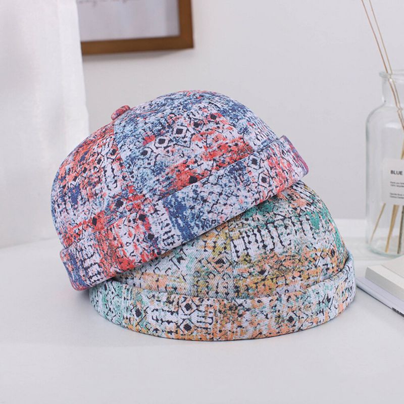 Herren Damen Baumwolle Bunt Hip-hop Verstellbarer Sonnenschirm Dünne Landlord Cap Brimless Beanie Skull Cap