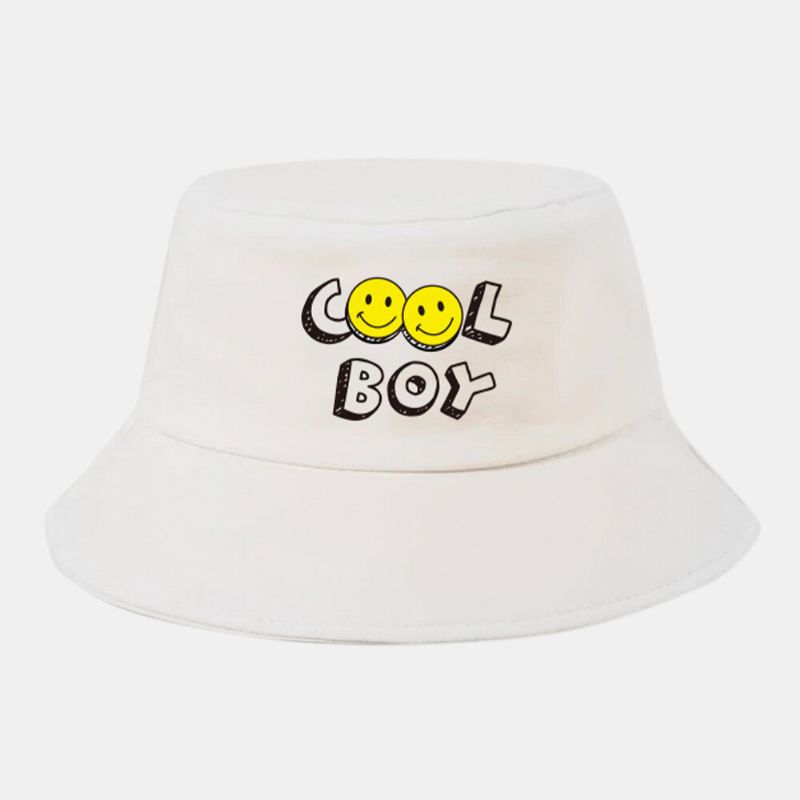 Herren Damen Einfarbig Lächeln Gesicht Buchstabe Muster Outdoor Casual Sonnenschirm Paar Bucket Hat