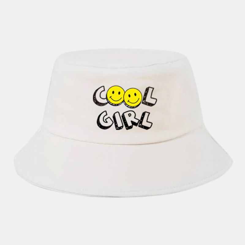 Herren Damen Einfarbig Lächeln Gesicht Buchstabe Muster Outdoor Casual Sonnenschirm Paar Bucket Hat