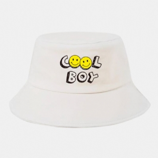 Herren Damen Einfarbig Lächeln Gesicht Buchstabe Muster Outdoor Casual Sonnenschirm Paar Bucket Hat