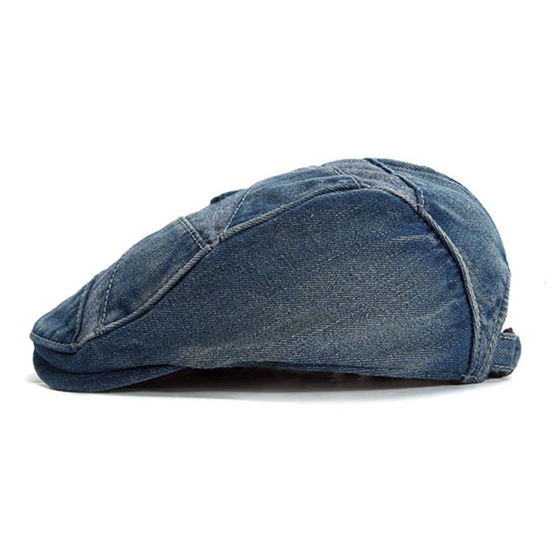 Herren Denim Atmungsaktiver Sonnenschirm Kurze Krempe Lässige Vintage Forward-hüte Baskenmütze Schiebermützen