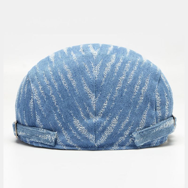 Herren-denim-barett-mütze Broke Hole Small Stripe Short Brim Fashion Sunscreen Flat Hat Forward Cap