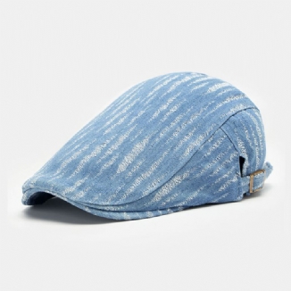 Herren-denim-barett-mütze Broke Hole Small Stripe Short Brim Fashion Sunscreen Flat Hat Forward Cap