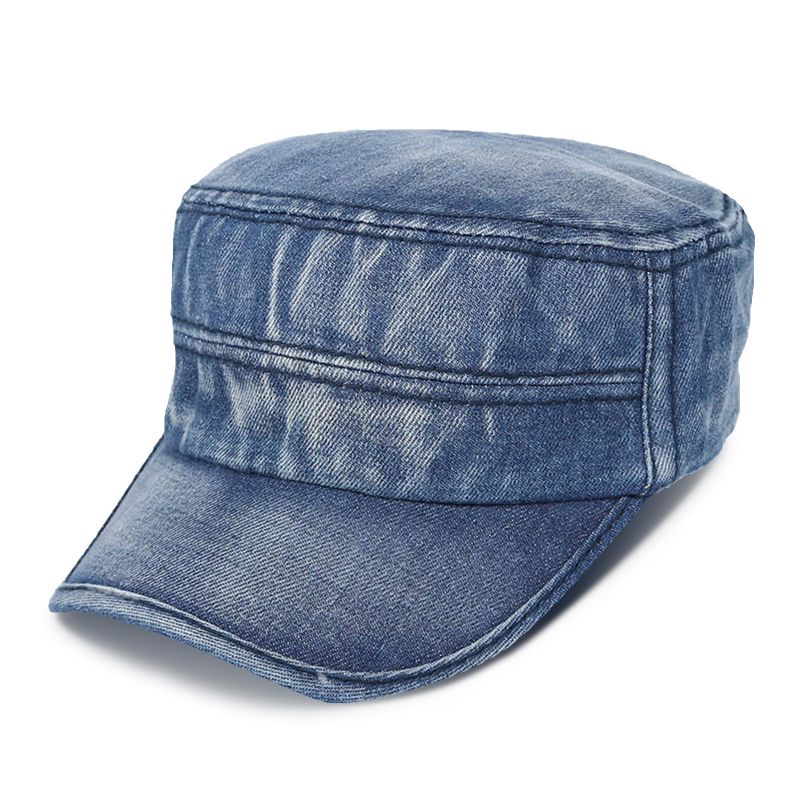 Herren Denim Outdoor Sonnenschutz All-match Verstellbare Casual Vintage Military Caps Flache Hüte