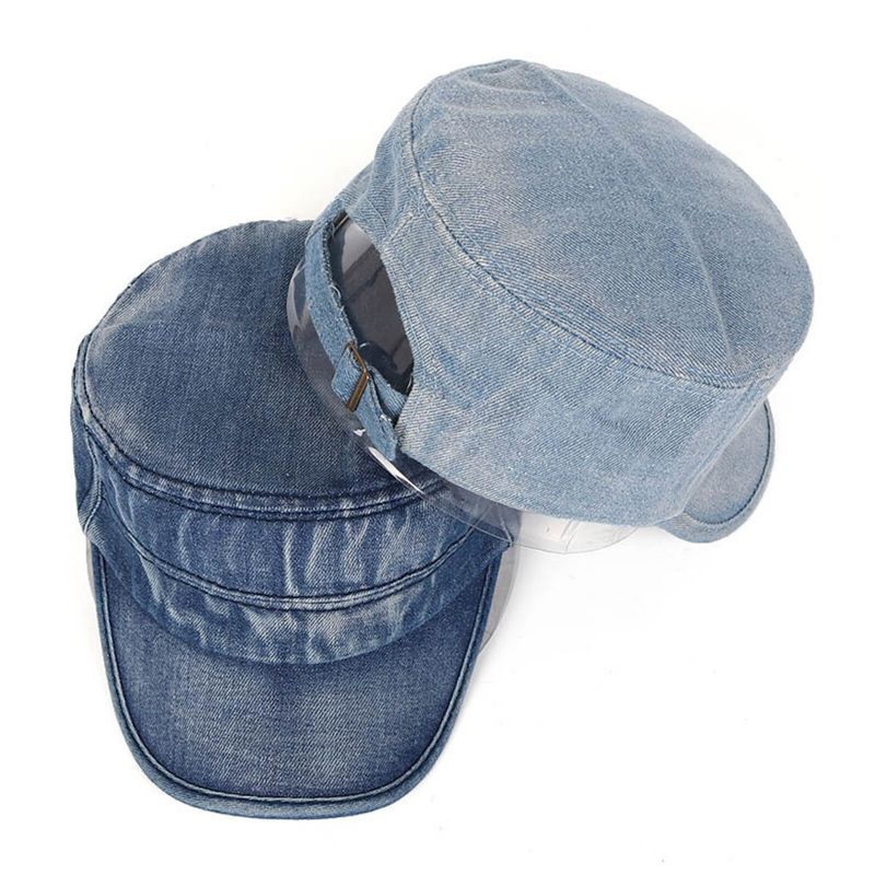 Herren Denim Outdoor Sonnenschutz All-match Verstellbare Casual Vintage Military Caps Flache Hüte