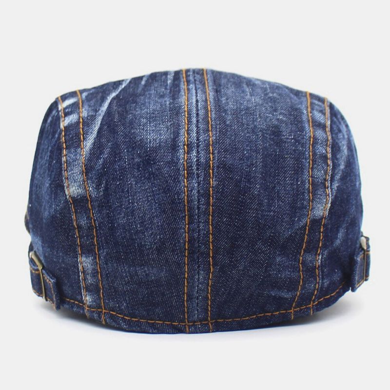 Herren Denim Zwei-taschen Dekoration Retro Outdoor Sonnenschirm Forward Hat Baskenmütze Hut Flacher Hut