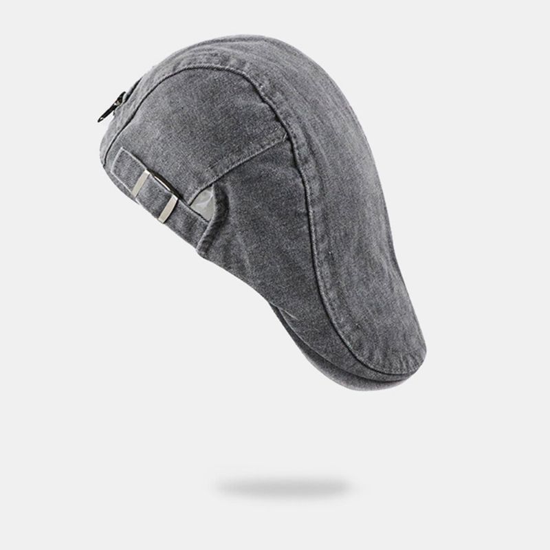 Herren Distressed Washed Zipper Decorate Barett Schiebermütze Einfarbig Verstellbare Worn Hole Forward Cap