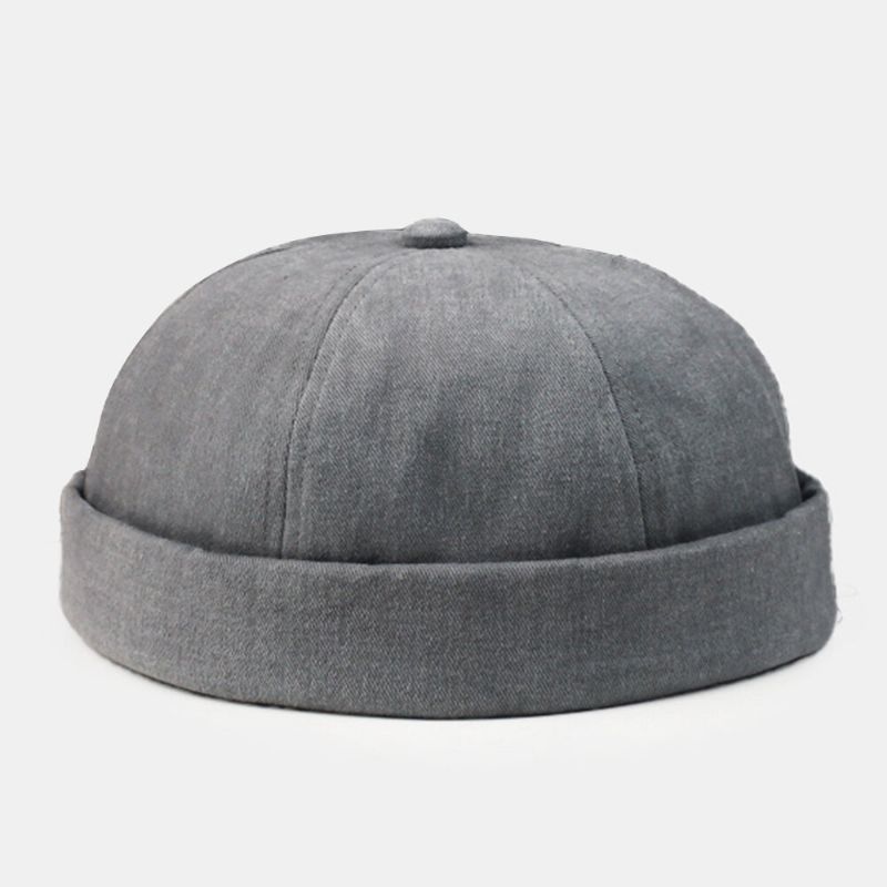 Herren Dome Metal Label Verstellbare Melonenmütze Retro Stree Herbst Warm Winddicht Brimless Beanie Landlord Cap Skull Cap