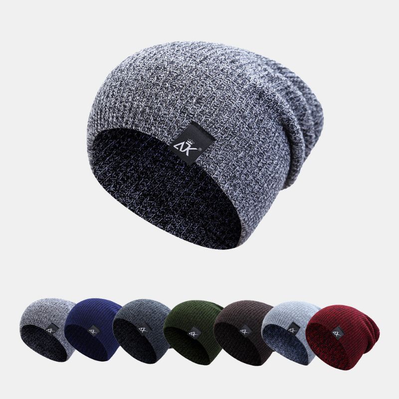 Herren Dome Striped Knitted Baotou Cap Outdoor Herbst Winter Gehörschutz Pure Color Beanie Skull Hat