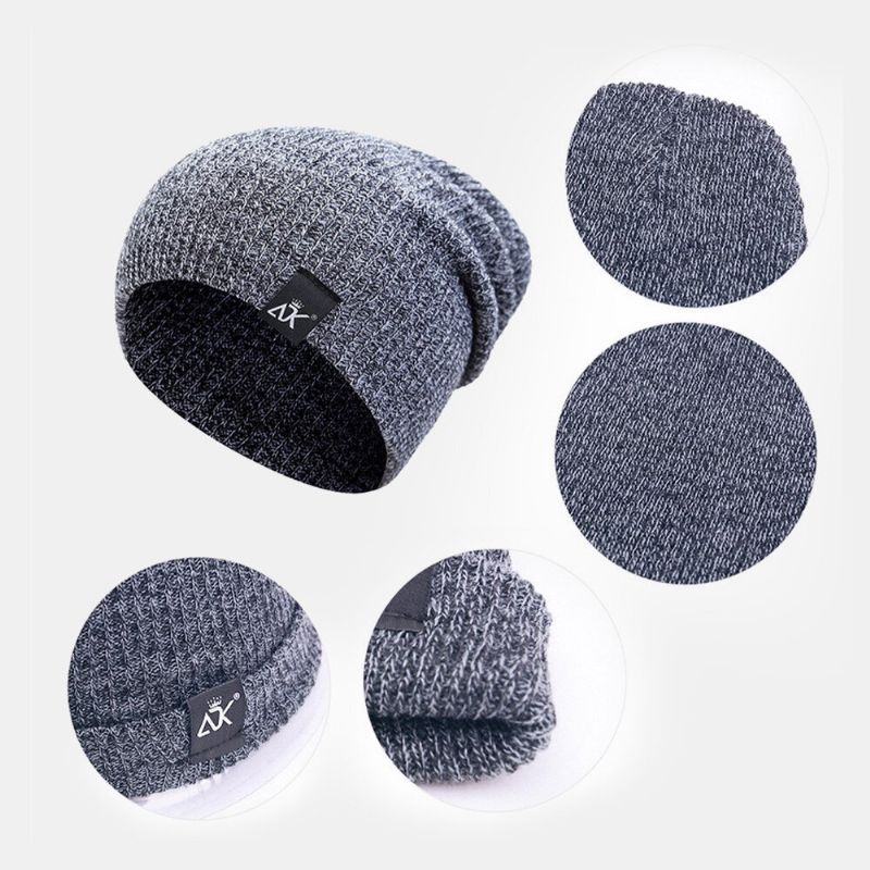 Herren Dome Striped Knitted Baotou Cap Outdoor Herbst Winter Gehörschutz Pure Color Beanie Skull Hat